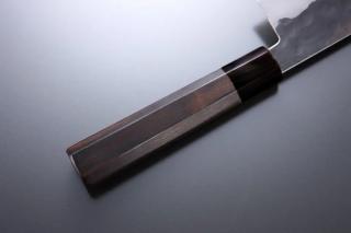 Octagonal ebony handle with buffalo horn ferrule for Sujibiki knife [Denka]