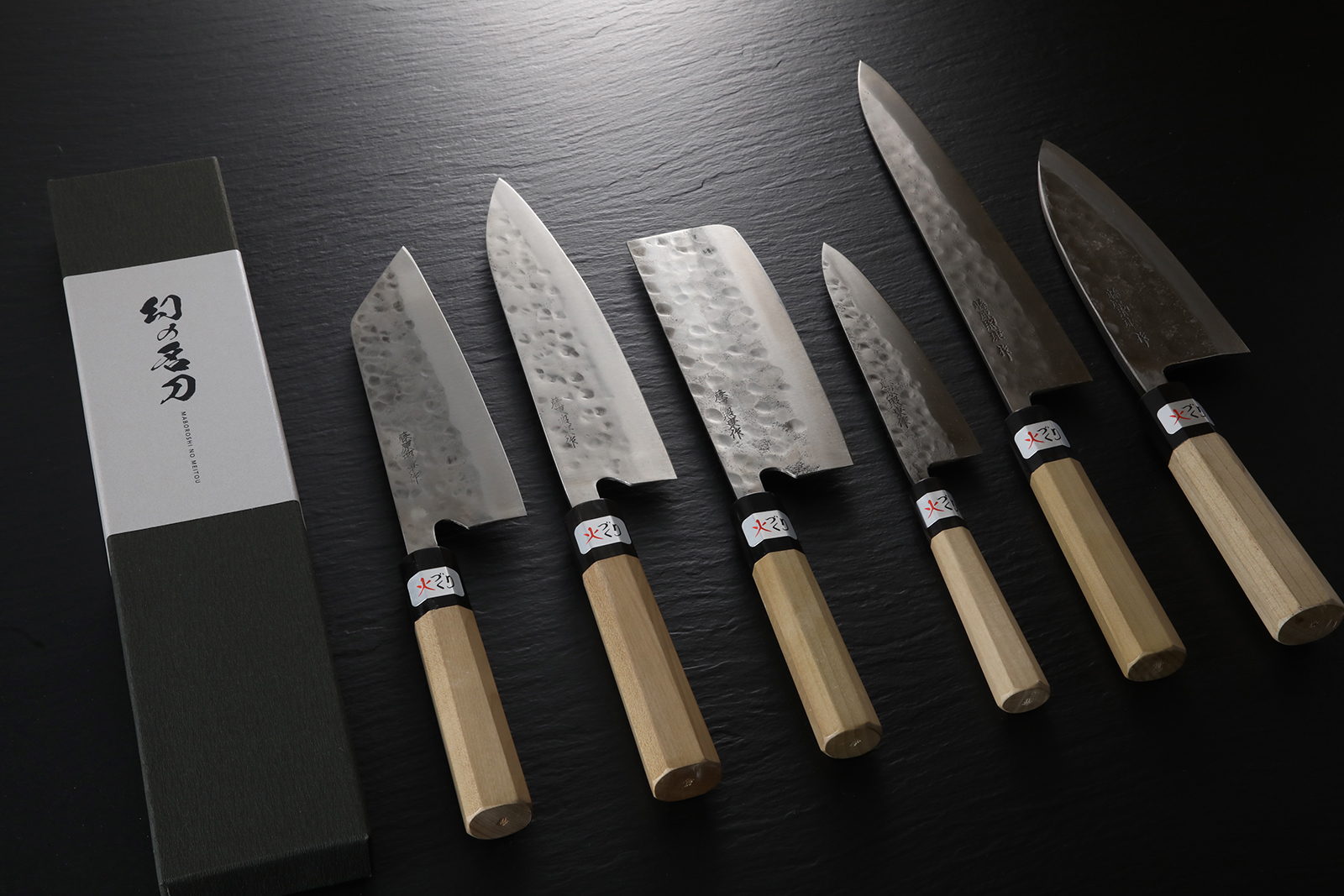 Maboroshi set of six + Octagonal handle with buffalo horn ferrule, Gyuto  Knife, Japanese Knives